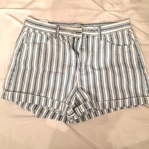 Blue White Stripe Jean Shorts 10